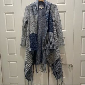 Knox Rose Blue and Gray Patterned Cardigan